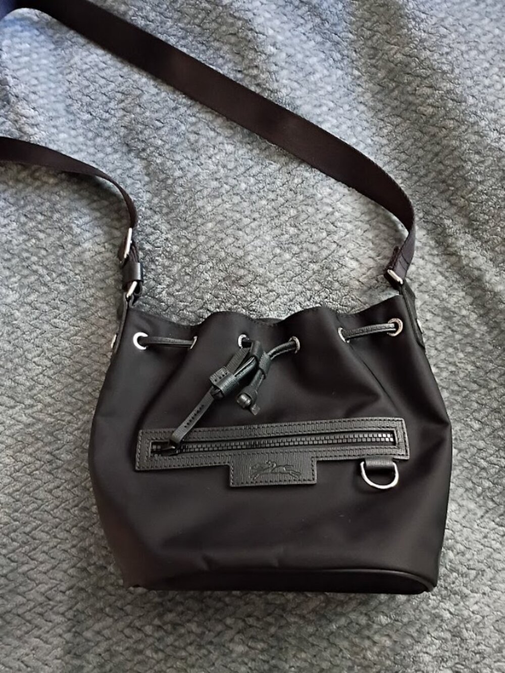 Longchamp Black Bucket Crossbody Bag – Excellent Condition